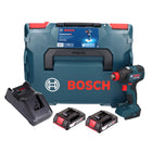 Bosch GDX 18V-200 Llave de impacto rotativa a batería profesional 18 V 200 Nm sin escobillas + 2x baterías 2,0 Ah + cargador + L-BOXX