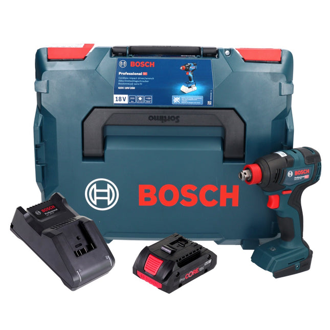 Bosch GDX 18V-200 Professional Visseuse à chocs sans fil 18 V 200 Nm Brushless + 1x batterie ProCORE 4,0 Ah + chargeur + L-BOXX