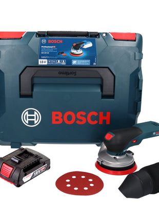 Bosch GEX 18V-125 Ponceuse excentrique professionnelle sur batterie 18 V 125 mm sans balais + 1x batterie 2,0 Ah + L-BOXX - sans chargeur