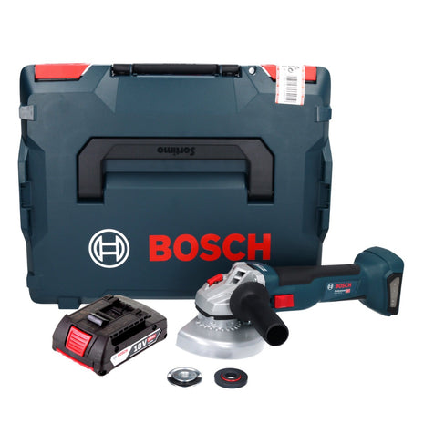 Bosch GWS 18V-10 Professional amoladora angular a batería 18 V 125 mm sin escobillas + 1x batería 2,0 Ah + L-Boxx - sin cargador