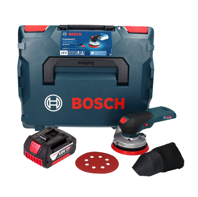 Bosch GEX 18V-125 Professional Ponceuse excentrique sans fil 18 V 125 mm Brushless + 1x batterie 4,0 Ah + L-BOXX - sans chargeur
