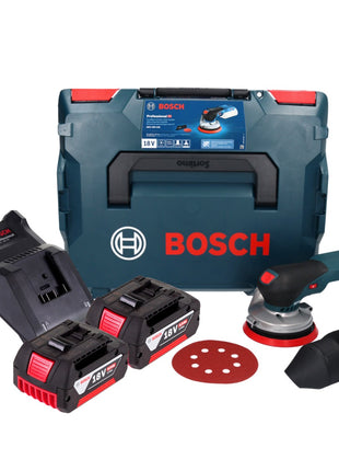 Bosch GEX 18V-125 Ponceuse excentrique professionnelle sur batterie 18 V 125 mm sans balais + 2x batterie 5,0 Ah + chargeur + L-BOXX