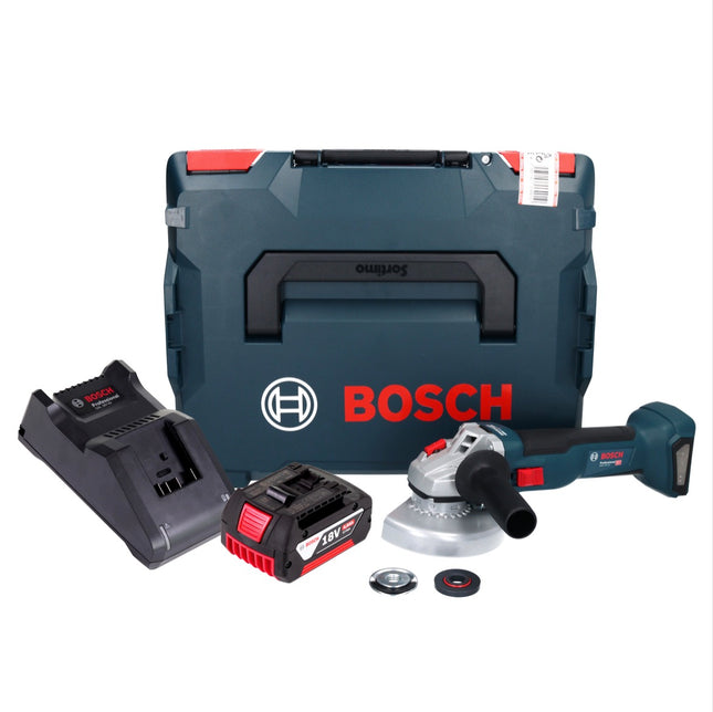 Bosch GWS 18V-10 Professional Meuleuse angulaire sans fil 18 V 125 mm Brushless + 1x batterie 4,0 Ah + chargeur + L-Boxx
