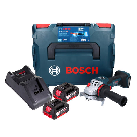 Bosch GWS 18V-15 SC Professional amoladora angular a batería 18 V 125 mm sin escobillas + 2x baterías 4,0 Ah + cargador + L-BOXX