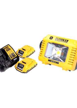 Foco de trabajo LED a batería DeWalt DCL 077 D2 12 V 18 V 2000 lm IP54 + 2x baterías 2,0 Ah + cargador