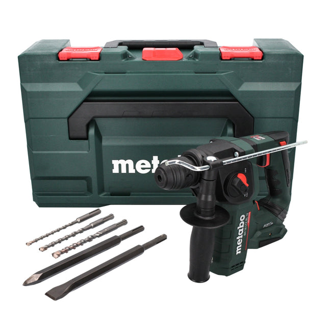 Metabo BH 18 LTX BL 16 Marteau perforateur sans fil 1,3 J SDS plus Brushless 18V + Coffret metaBOX + Set de 5 forets et burins - sans batterie, sans chargeur