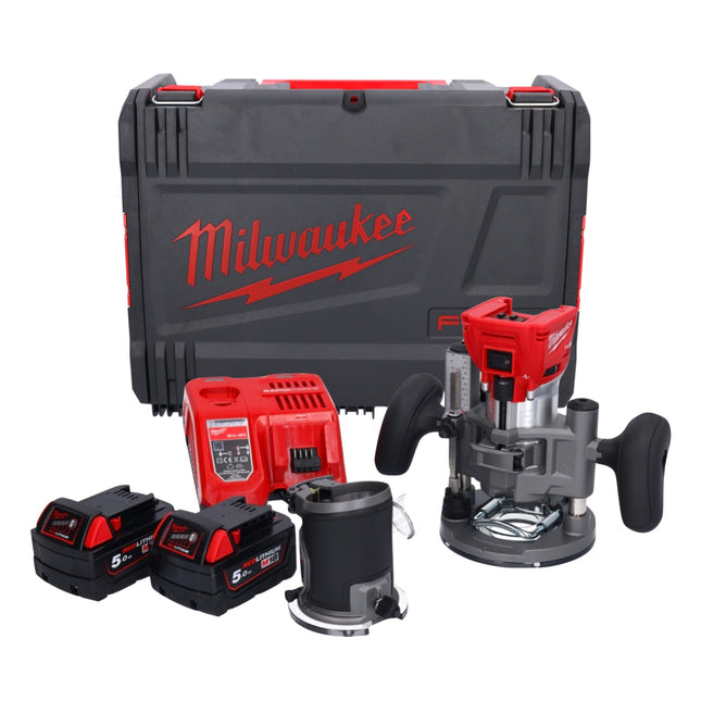 Milwaukee M18 FTR-502X Fraiseuse sans fil 18 V Brushless + 2x batterie 5,0 Ah + chargeur + modules de fraisage + HD Box