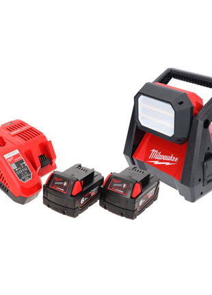 Milwaukee M18 HOAL-602FC Lampe LED pour projecteur de chantier à batterie 18 V 4000 lm + 2x batteries 6,0 Ah + chargeur