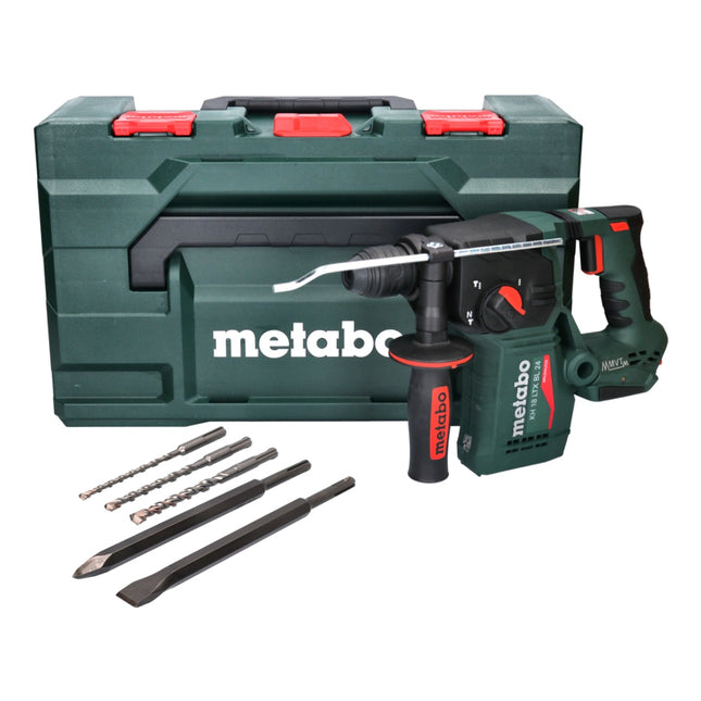Metabo KH 18 LTX BL 24 Marteau perforateur sans fil 18 V 2,2 J SDS Plus Brushless + 5 pces. jeu de forets et burins + metaBOX - sans accu, sans chargeur