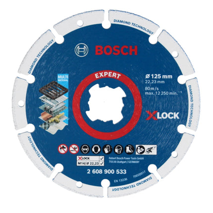 Bosch X-LOCK Set de Disques à tronçonner Diamant Métal + Carbure Multi Wheel 125 x 22,23mm (061599761M)
