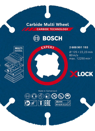 Juego de discos de corte Bosch X-LOCK metal diamantado + disco múltiple de carburo 125 x 22,23 mm (061599761M)