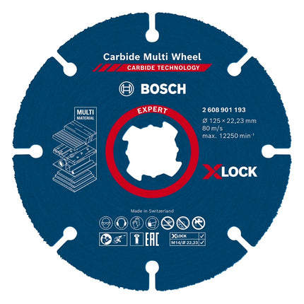 Bosch X-LOCK Set de Disques à tronçonner Diamant Métal + Carbure Multi Wheel 125 x 22,23mm (061599761M)
