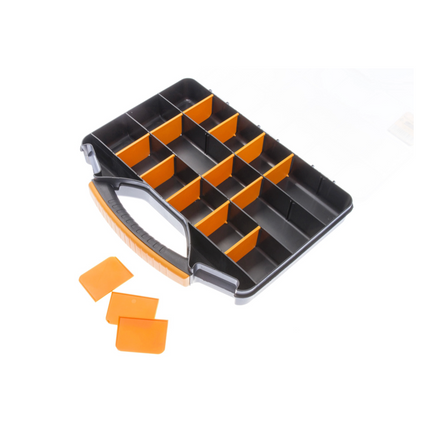 Forte Tools ORG-13 Coffret à outils en 33x25x5 cm, boîte de rangement, organisateur avec 18 compartiments différents, amovible, boîte solide, couvercle anti-rayures (000051144773)