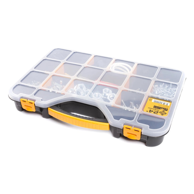 Forte Tools ORG-24 Coffret à outils en 51x35x7 cm, boîte de rangement, organisateur avec 18 compartiments différents, amovible, boîte solide, couvercle anti-rayures (000051144820)