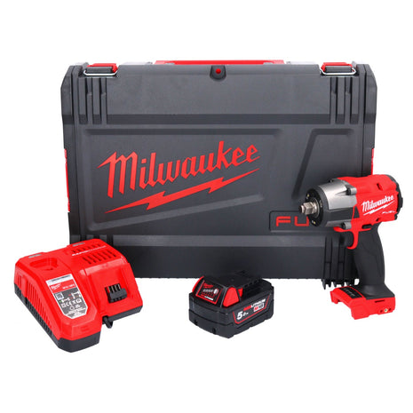 Llave de impacto inalámbrica Milwaukee M18 FMTIW2F12-501X 18 V 745 Nm 1/2" sin escobillas + 1x batería 5,0 Ah + cargador + caja HD