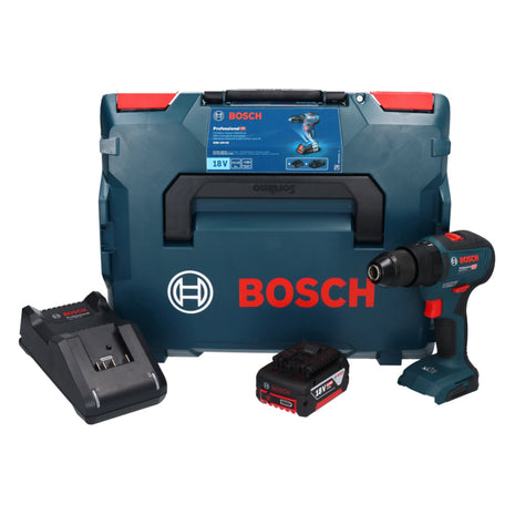 Bosch GSB 18V-55 Taladro percutor inalámbrico profesional 18 V 55 Nm sin escobillas + 1x batería 5,0 Ah + cargador + L-Boxx