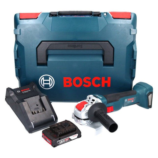 Bosch GWX 18V-10 Professional Meuleuse angulaire sans fil 18 V 125 mm X-LOCK Brushless + 1x batterie 2,0 Ah + chargeur + L-Boxx