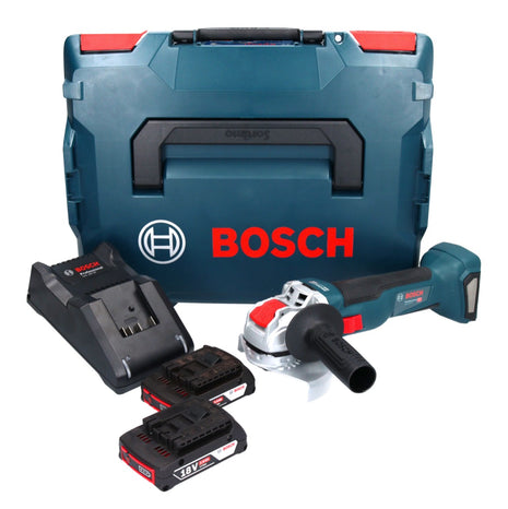 Bosch GWX 18V-10 Profesjonalna akumulatorowa szlifierka kątowa 18 V 125 mm X-LOCK Bezszczotkowa + 2x akumulator 2,0 Ah + ładowarka + L-Boxx