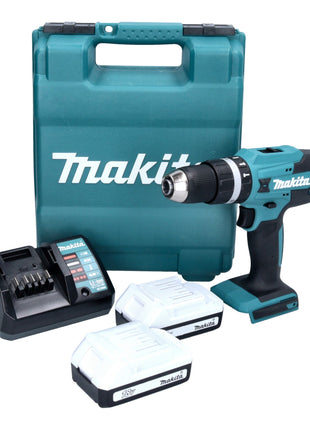 Makita HP 488 DWAE Perceuse-visseuse à percussion sans fil 18 V 42 Nm série G + 2x batterie 2 Ah + chargeur + Coffret