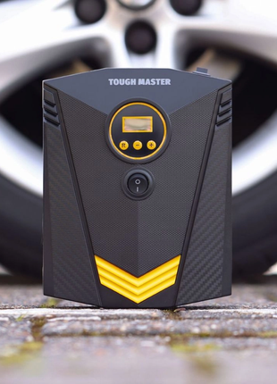 TOUGH MASTER Digitaler Reifenfüller 12 V, für Auto- und Fahrradreifen mit automatischer Abschaltung, 3x Adapterdüsen, 1x Ersatzsicherung ( TM-TС110D ) - Toolbrothers