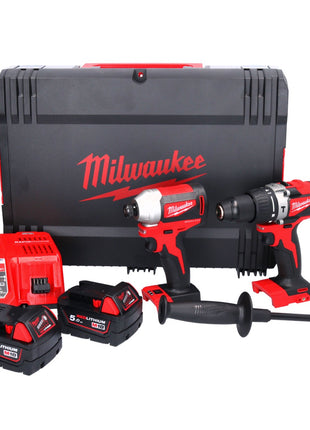 Milwaukee M18 BLPP2A2-502X 18 V Set M18 BLPD2 Akku Schlagbohrschrauber + M18 BLID2 Akku Schlagschrauber ( 4933464522 ) + 2x Akku 5,0 Ah + Ladegerät + HD Box - Toolbrothers