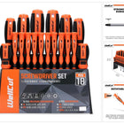 Jeu de 18 tournevis WellCut Tournevis magnétique de précision à rotation libre Acier à outils Cr-V trempé (‎WC-SD18S)