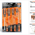 Jeu de tournevis magnétiques WellCut, 8 pièces, embouts cruciformes et à fente, acier au chrome-vanadium, avec poignées souples Soft-Grip ( WC-SD8 )