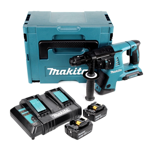 Makita DHR CTJ Marteau perforateur sans fil 36 V ( 2x 18 V ) 3,0 J SDS-plus + 2x batterie 5,0 Ah + double chargeur + Makpac