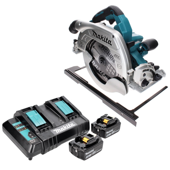Makita DHS 900 CT Scie circulaire sur batterie 36 V (2x 18 V) 235 mm sans balais + 2x batterie 5,0 Ah + double chargeur