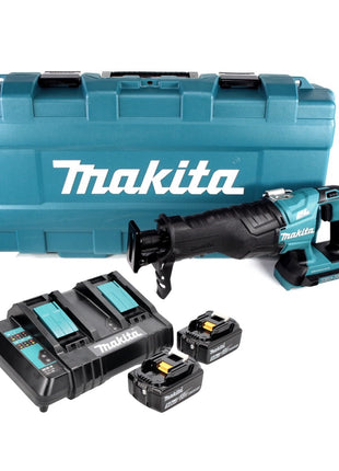 Sierra alternativa a batería Makita DJR 360 CTK 36V (2x18V) sin escobillas + 2x batería 5,0 Ah + cargador doble + estuche