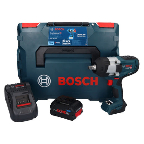 Bosch GDS 18V-1000 Profesjonalny akumulatorowy klucz udarowy 18 V 1000 Nm BITURBO Brushless + 1x akumulator ProCORE 8,0 Ah + ładowarka + L-Boxx