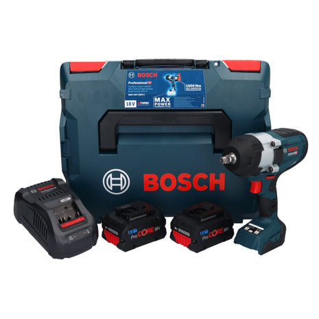 Bosch GDS 18V-1000 C Professional Visseuse à chocs sans fil 18 V 1000 Nm BITURBO Brushless + 2x batterie ProCORE 8,0 Ah + chargeur + GCY 42 Bluetooth Modul + L-Boxx ( 06019J8002 )