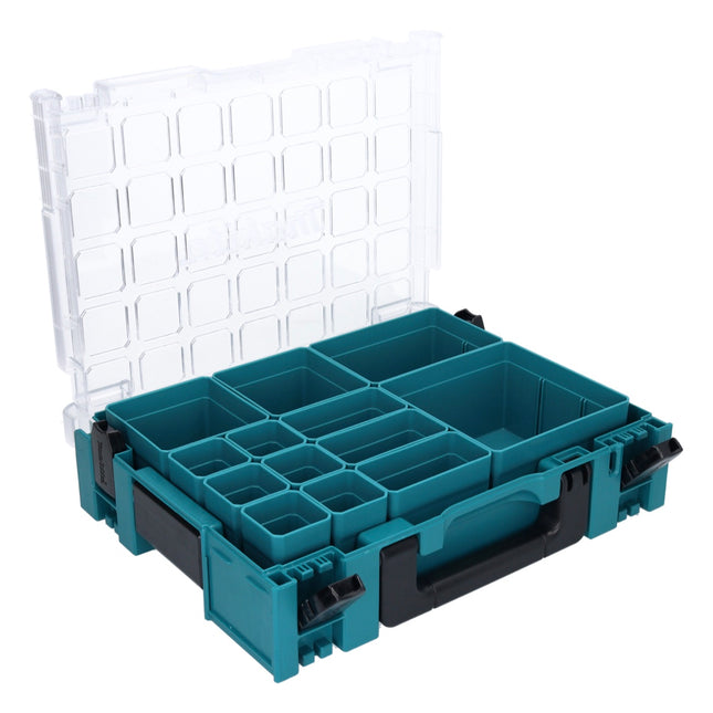 Makita MAKPAC 1 Organizer Mallette pour petites pièces 395 x 295 x 110 mm ( 191X80-2 ) avec 13x inserts de boîte