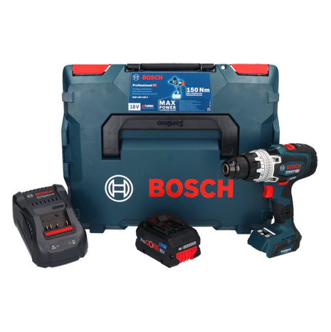 Bosch GSR 18V-150 C Trapano avvitatore professionale a batteria 18 V 150 Nm Biturbo Brushless + 1x batteria ricaricabile ProCORE 8,0 Ah + caricabatterie + L-Boxx