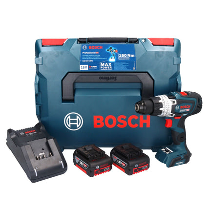 Bosch GSB 18V-150 C Professional Perceuse-visseuse à percussion sans fil 18 V 150 Nm Biturbo Brushless + 2x batterie 5,0 Ah + chargeur + L-Boxx