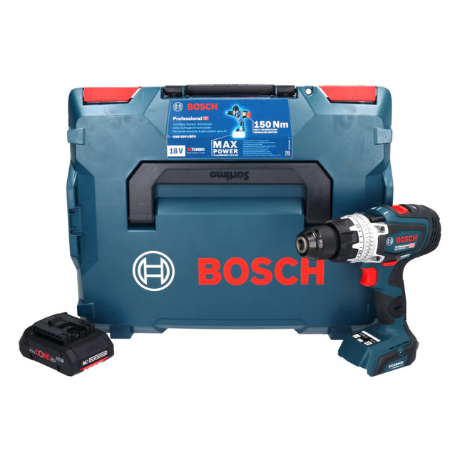 Bosch GSB 18V-150 C Professional Perceuse-visseuse à percussion sans fil 18 V 150 Nm Biturbo Brushless + 1x batterie ProCORE 4,0 Ah + L-Boxx - sans chargeur