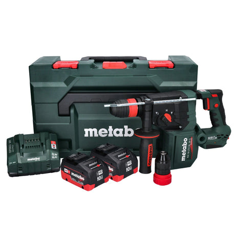 Marteau perforateur sur batterie Metabo KH 18 LTX BL 28 Q 18 V 3 J SDS plus brushless + 2x batterie 10,0 Ah + chargeur + métaBOX