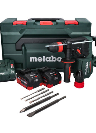 Marteau perforateur sans fil Metabo KH 18 LTX BL 28 Q 18 V 3 J SDS plus sans balais + 2 batteries 5,5 Ah + chargeur + jeu de 5 burins + metaBOX