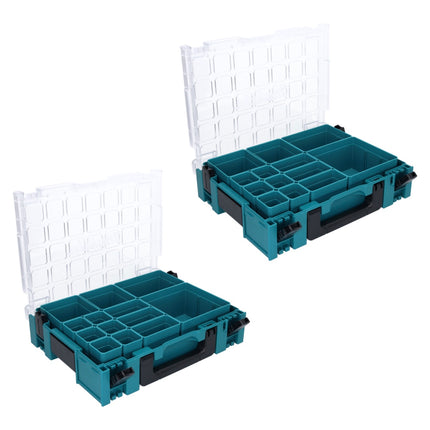 Makita MAKPAC 1 Organizer Set 2x mallettes pour petites pièces 395 x 295 x 110 mm ( 2x 191X80-2 ) avec 13x inserts de boîte