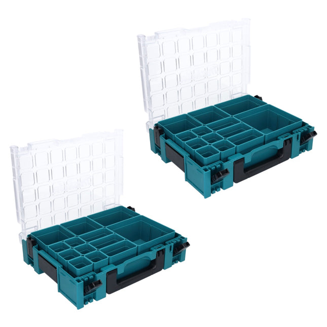 Makita MAKPAC 1 Organizer Set 2x mallettes pour petites pièces 395 x 295 x 110 mm ( 2x 191X80-2 ) avec 13x inserts de boîte