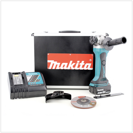 Makita BGA 452 RF 18 V Li-ion 115 mm Akku-Winkelschleifer + Makita Akku BL1830 B + Lader DC18RC + Alu universal Koffer - Toolbrothers