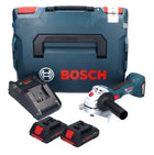 Meuleuse d'angle sans fil Bosch GWS 18V-7 Professional 18 V 125 mm 22,23 mm sans balais + 2 batteries ProCORE 4,0 Ah + chargeur + L-Boxx