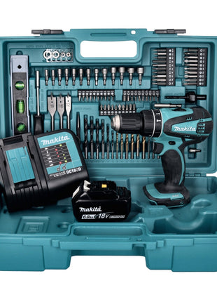 Makita DHP 456 SGX5 perceuse à percussion sans fil 18 V 50 Nm + 1 batterie 6,0 Ah + chargeur + jeu d'accessoires 101 pièces + mallette