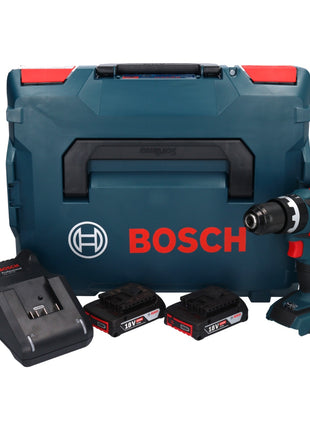 Bosch GSB 18V-60 C Professional Perceuse-visseuse à percussion sans fil 60 Nm 18V Brushless + 2x Batteries 2,0 Ah + Chargeur + Coffret L-Boxx