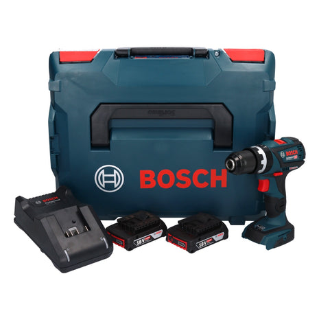 Bosch GSB 18V-60 C Professional Perceuse-visseuse à percussion sans fil 60 Nm 18V Brushless + 2x Batteries 2,0 Ah + Chargeur + Coffret L-Boxx