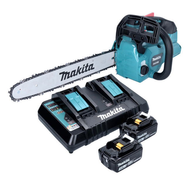 Tronçonneuse à batterie Makita DUC 406 PFB 36 V (2x 18 V) 40 cm sans balais + 2x batterie 3,0 Ah + double chargeur