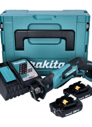 Makita DJR 185 RAJ Batterie Recipro Sbelsge 18 V + 2x Batterie 2,0 Ah + Chargeur + Makpac