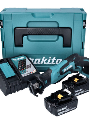 Makita DJR 185 RTJ Scie sabre Recipro sans fil 18 V + 2x Batteries 5.0 Ah + Chargeur + Coffret Makpac