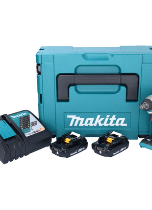 Makita DTW 181 RAJ Atornillador de impacto inalámbrico 18 V 210 Nm 1/2" sin escobillas + 2x batería 2,0 Ah + cargador + Makpac