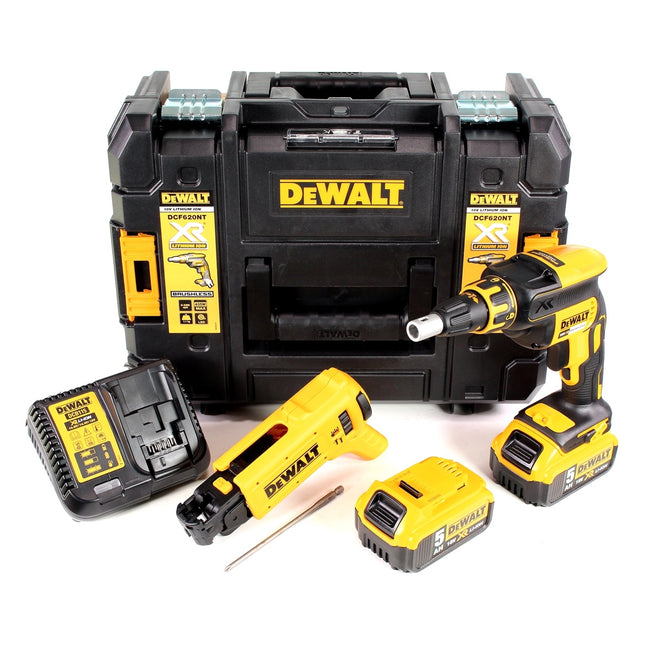 DeWalt DCF 620 P2K Visseuse pour cloisons sèches sans fil 18 V 30 Nm Brushless + 2x batterie 5,0 Ah + chargeur + tête de chargeur + TSTAK